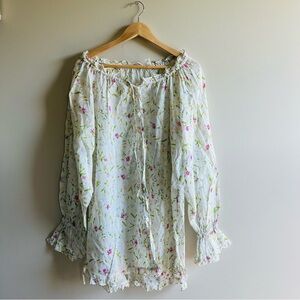 Victoria's Secret Sz L Romantic Country Cotton Nightgown Ruffle Button Cottage
